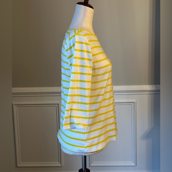 Zara Organic Cotton Yellow White Stripe Top size XL - Picture 2 of 10